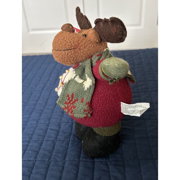 Christmas Moose Plush Holiday Inspirations Knit Scarf Snowflake Sweater Decor - Picture 12 of 12